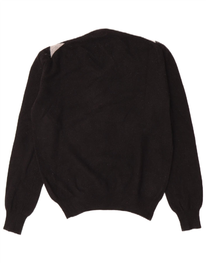 Kappa Mens V-Neck Jumper Sweater Medium Black Argyle/Diamond