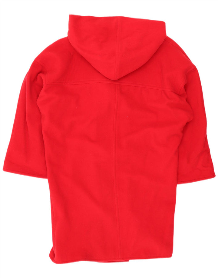 Vintage Womens Hooded Oversized Double Breasted Coat US 8 Medium Red Wool