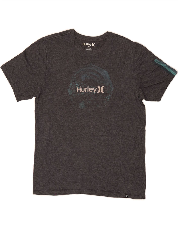 HURLEY Mens Graphic T-Shirt Top Large Grey Polyester Vintage Hurley and Second-Hand Hurley from Messina Hembry 