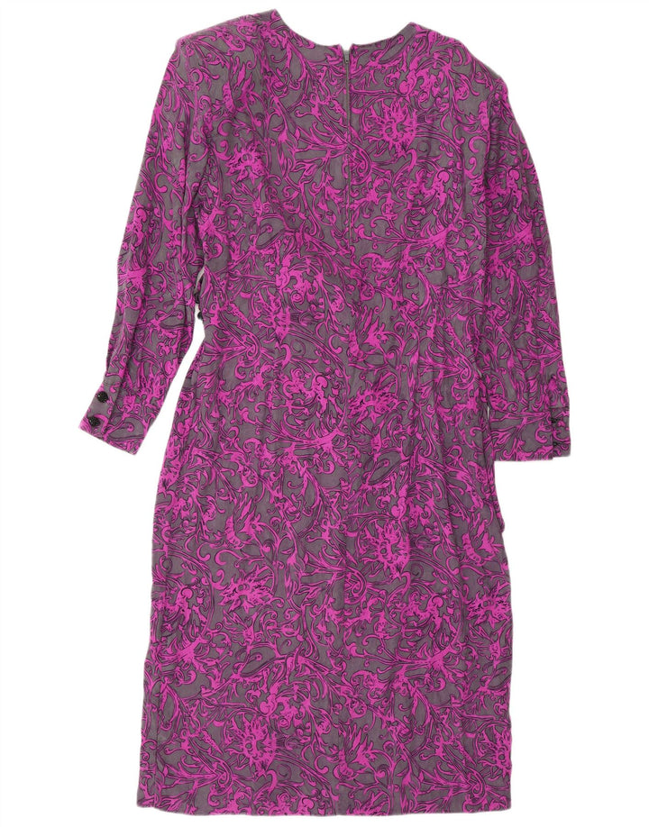 DONNA ENRICA Womens Long Sleeve Shift Dress UK 16 Large Purple Paisley