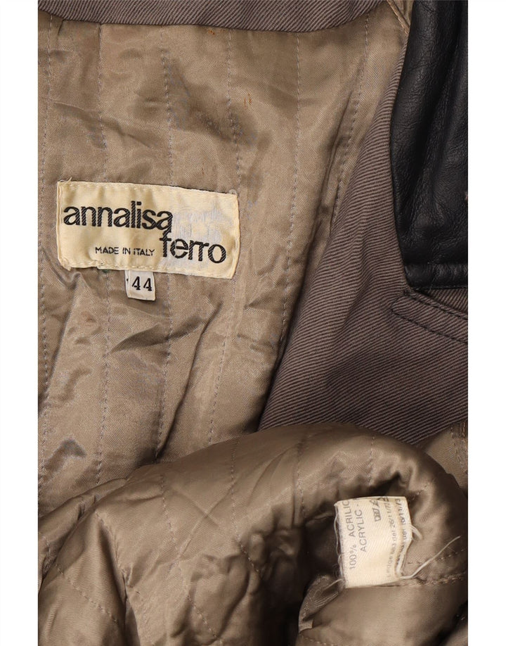 ANNALISA FERRO Womens Overcoat IT 44 Medium Grey Acrylic