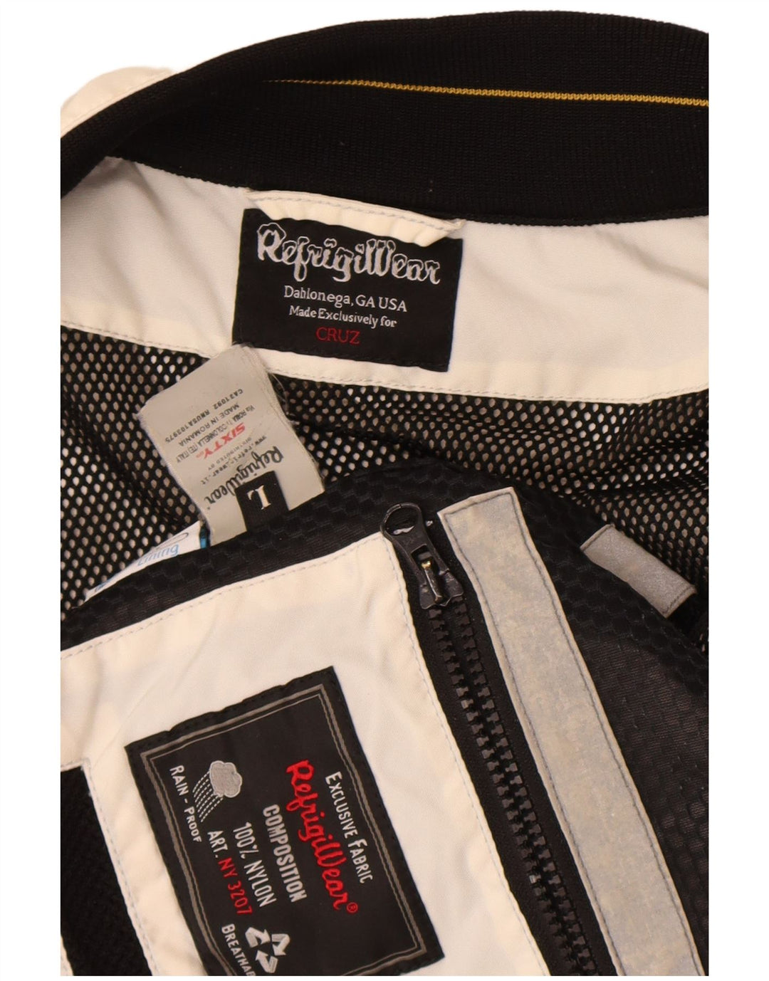 Refrigiwear Mens Rain Jacket UK 40 Large Off White Colourblock Nylon