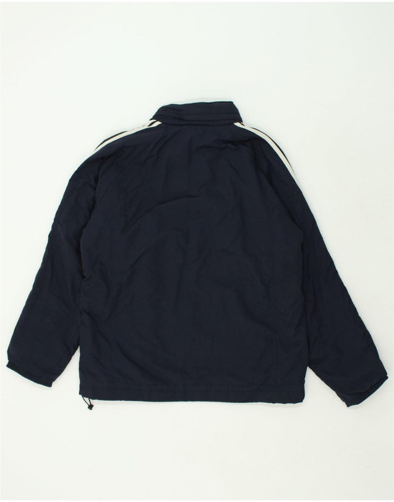 ADIDAS Mens Hooded Windbreaker Jacket UK 38 Medium Navy Blue Polyester | Vintage Adidas | Thrift | Second-Hand Adidas | Used Clothing | Messina Hembry 