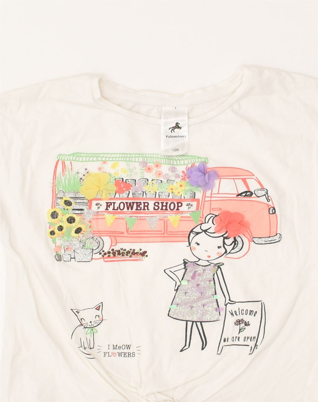 PALOMINO Girls Graphic Tie Dye T-Shirt Top 6-7 Years White Cotton | Vintage Palomino | Thrift | Second-Hand Palomino | Used Clothing | Messina Hembry 