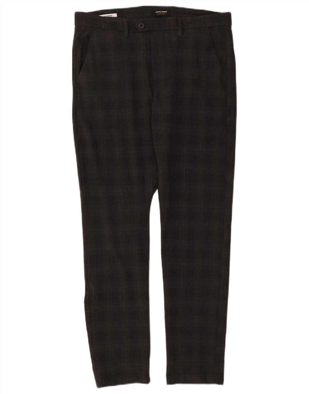 Jack & Jones Mens Marco Slim Suit Trousers W34 L32 Grey Check Polyester