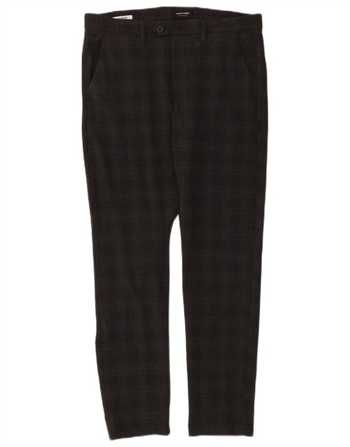 Jack & Jones Mens Marco Slim Suit Trousers W34 L32 Grey Check Polyester