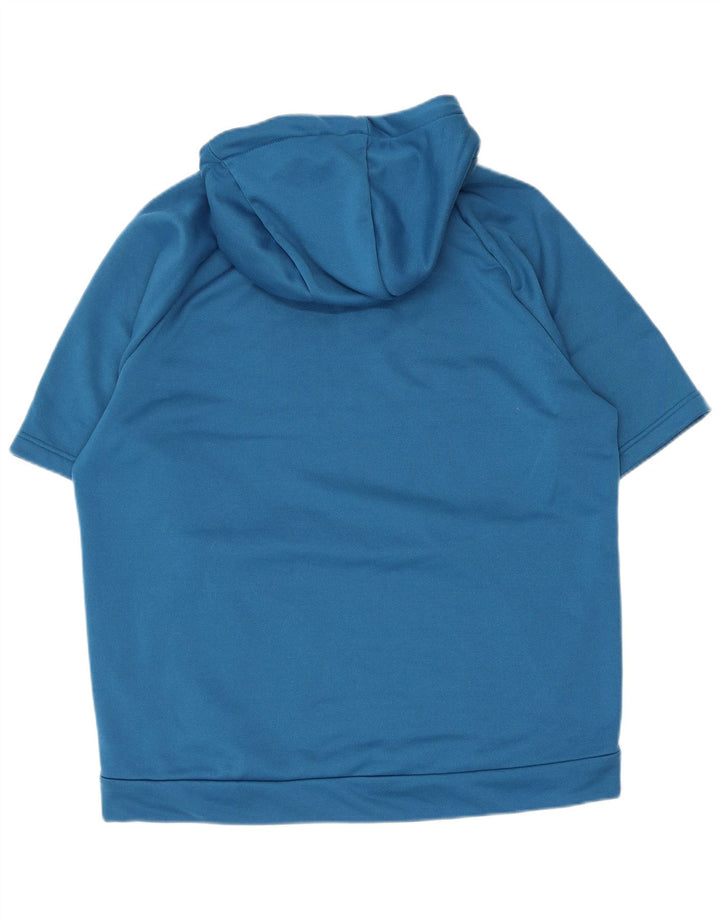 Nike Mens Dri Fit Short Sleeve Hoodie Jumper Large Blue Polyester