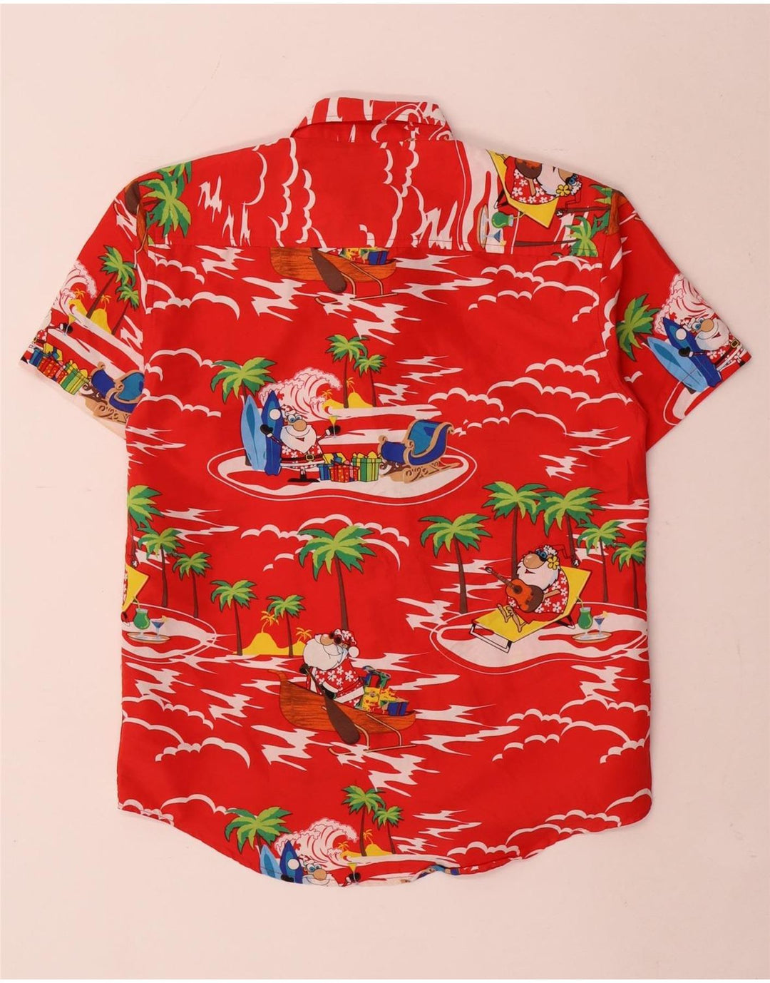 Lowes Boys Abstract Pattern Short Sleeve Shirt 11-12 Years Red Hawaiian