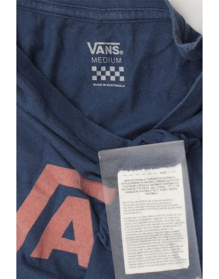 Vans Womens Graphic T-Shirt Top UK 14 Medium Navy Blue Cotton