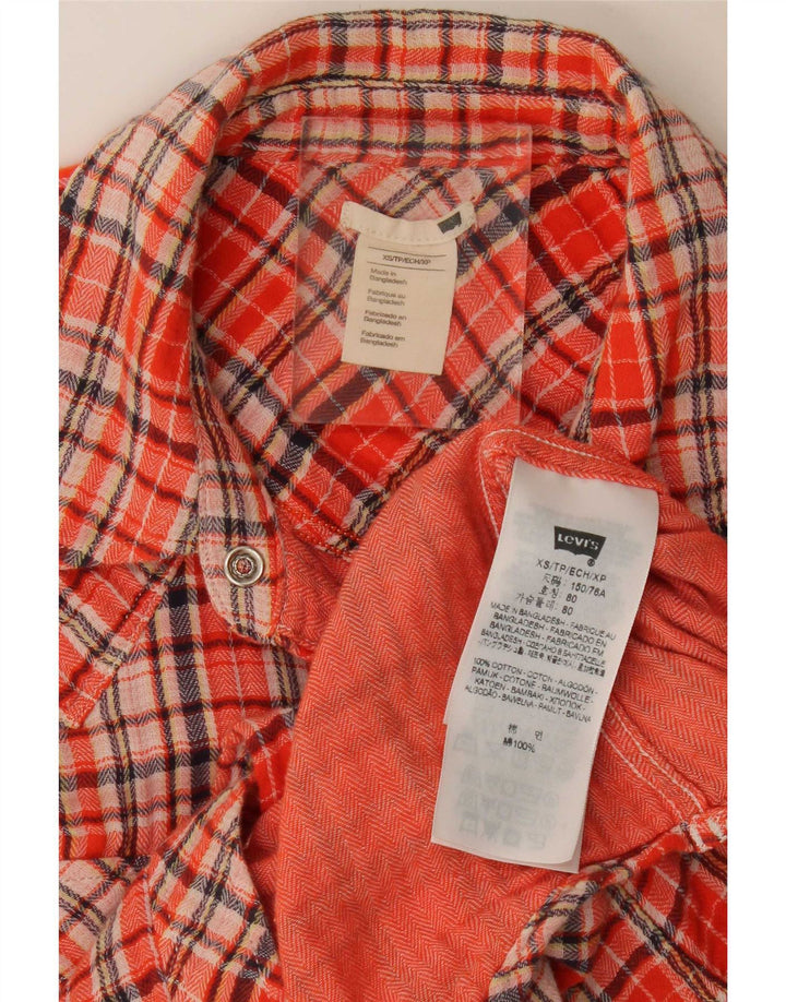 Levi's Womens Flannel Shirt UK 6 XS Red Check Cotton