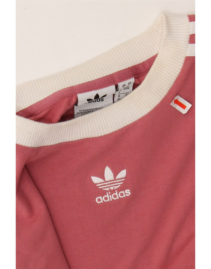 ADIDAS Womens Top Long Sleeve UK 8 Small Pink Cotton