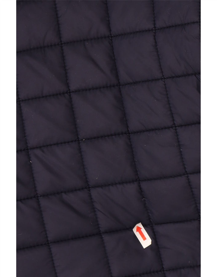 Superdry Womens Hooded Padded Jacket UK 14 Large Navy Blue Nylon