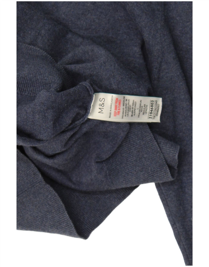 Marks & Spencer Mens Polo Neck Jumper Sweater Medium Navy Blue Cotton