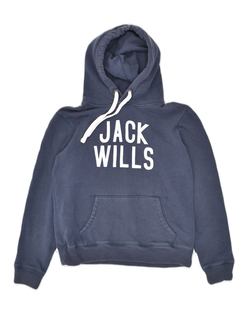 JACK WILLS Womens England Graphic Hoodie Jumper UK 14 Large  Navy Blue | Vintage Jack Wills | Thrift | Second-Hand Jack Wills | Used Clothing | Messina Hembry 