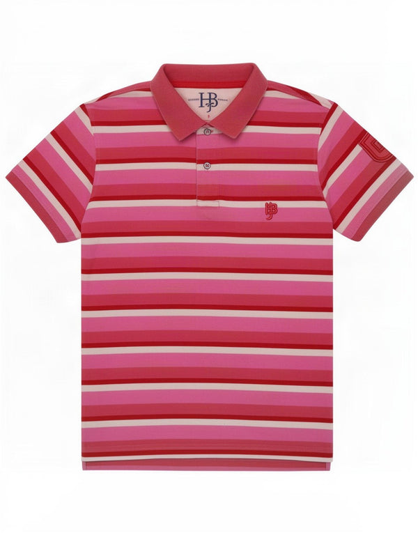 Harmont & Blaine Mens Polo Shirt Large Pink Striped Cotton