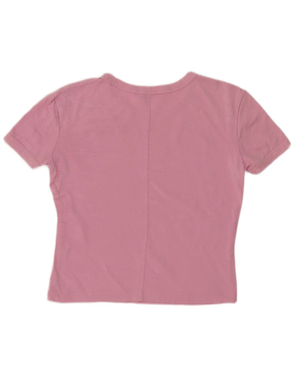 Zara Womens Crop T-Shirt Top UK 10 Small Pink Cotton