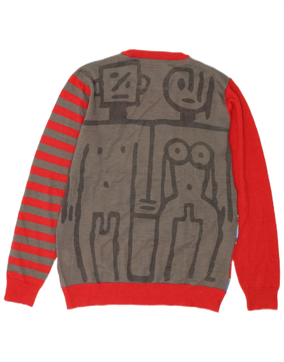 Desigual Mens Graphic Crew Neck Jumper Sweater Medium Multicoloured Striped