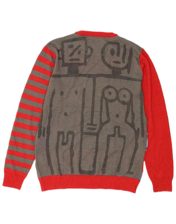 Desigual Mens Graphic Crew Neck Jumper Sweater Medium Multicoloured Striped