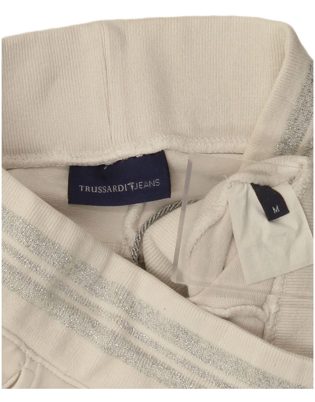 TRUSSARDI Womens Tracksuit Trousers UK 14 Medium  Off White Cotton