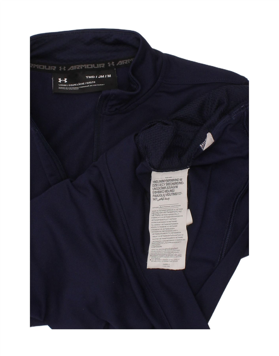 UNDER ARMOUR Boys Tracksuit Top Jacket 9-10 Years Medium Navy Blue