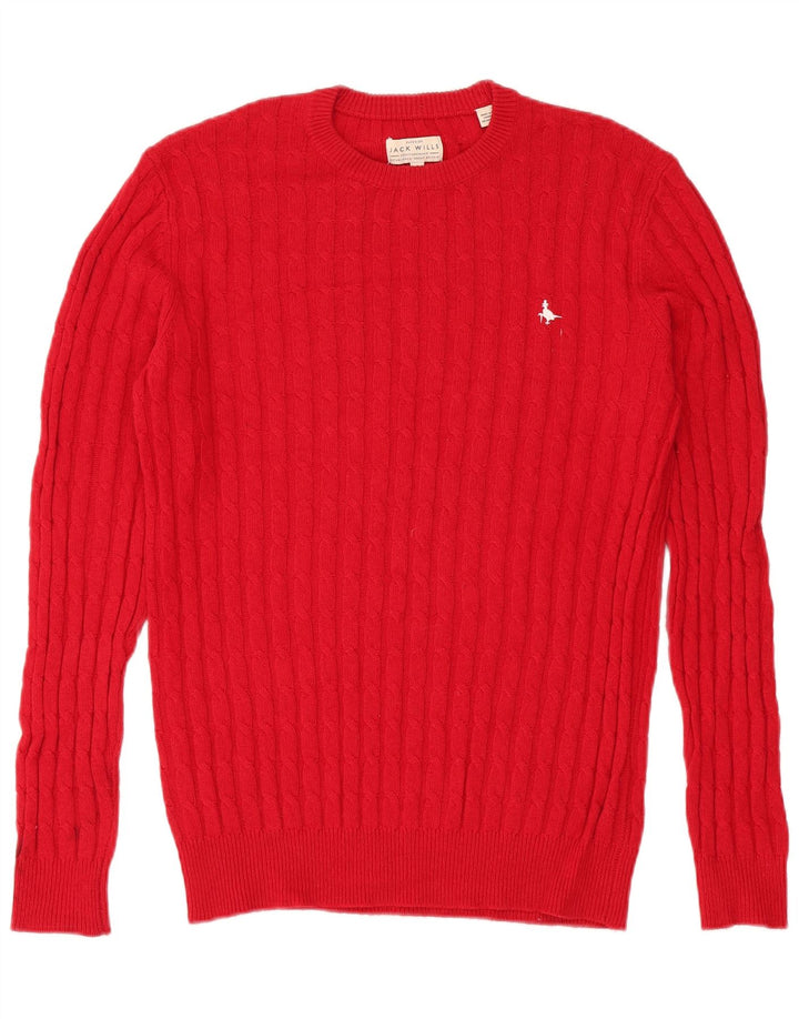 Jack Wills Mens Crew Neck Jumper Sweater Small Red Wool