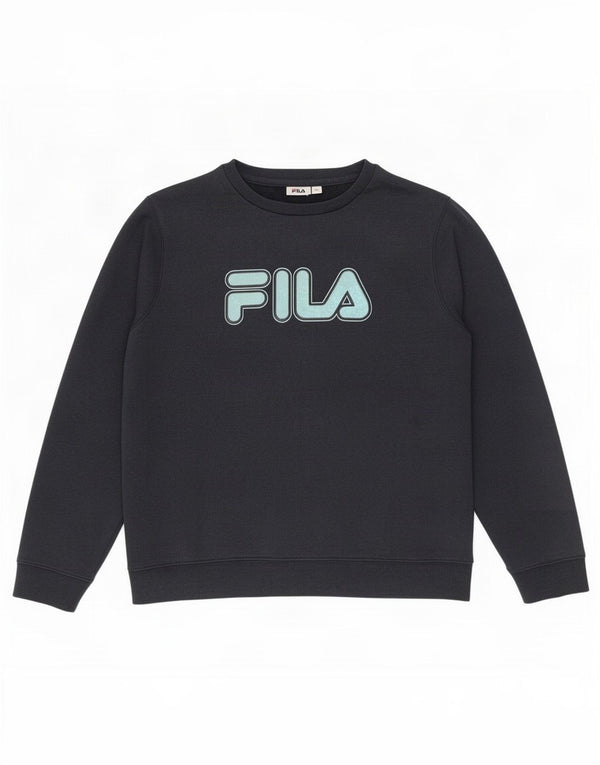 Fila Womens Graphic Sweatshirt Jumper UK 16 Large Navy Blue Polyester