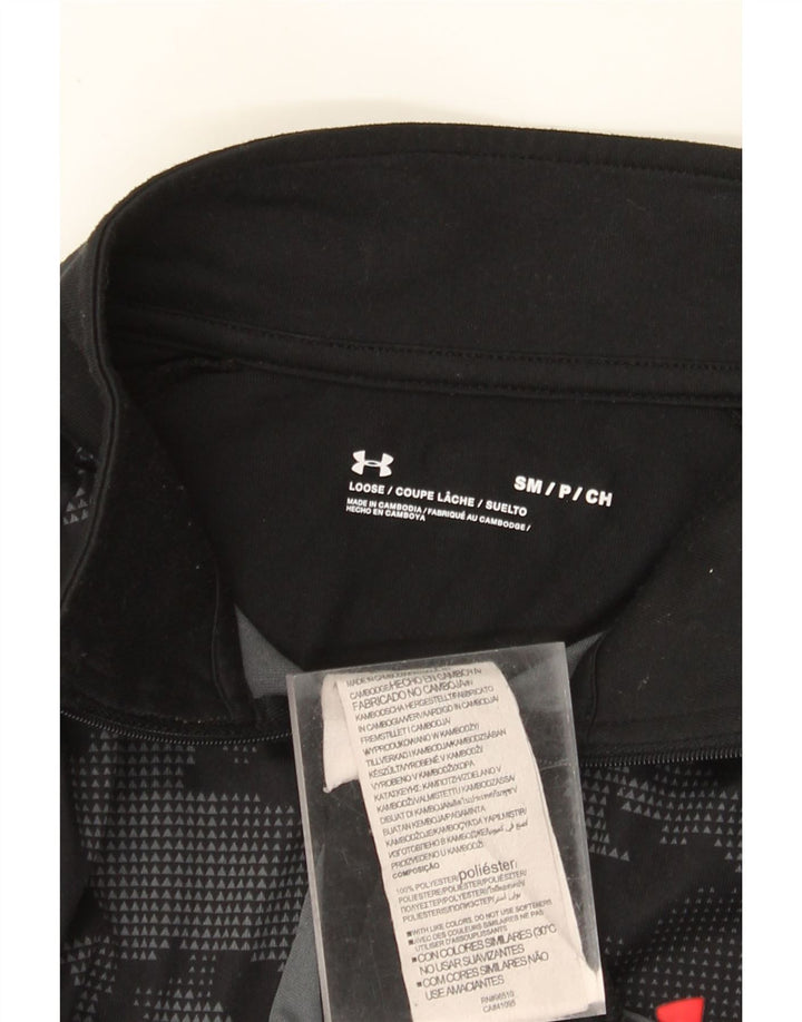Under Armour Mens Zip Neck Pullover Tracksuit Top Small Black Camouflage
