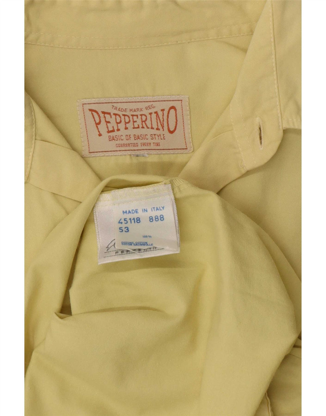 Pepperino Mens Shirt Large Yellow Cotton