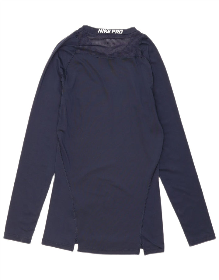 Nike Mens Dri Fit Top Long Sleeve Small Navy Blue Polyester
