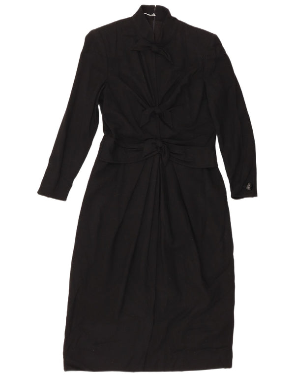 Emanuel Ungaro Womens Long Sleeve Maxi Dress UK 12 Medium Black