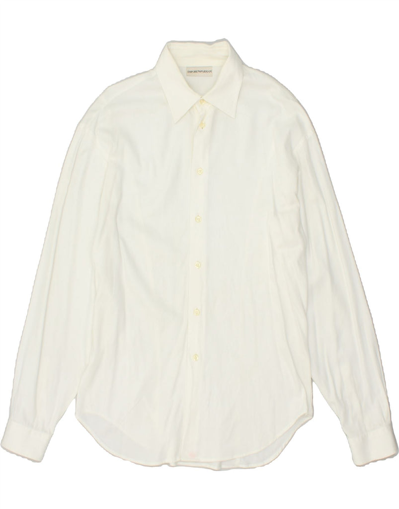 EMPORIO ARMANI Mens Shirt Medium Off White Cotton | Vintage Emporio Armani | Thrift | Second-Hand Emporio Armani | Used Clothing | Messina Hembry 