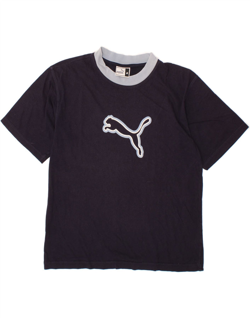 PUMA Mens Graphic T-Shirt Top Medium Navy Blue Cotton Vintage Puma and Second-Hand Puma from Messina Hembry 