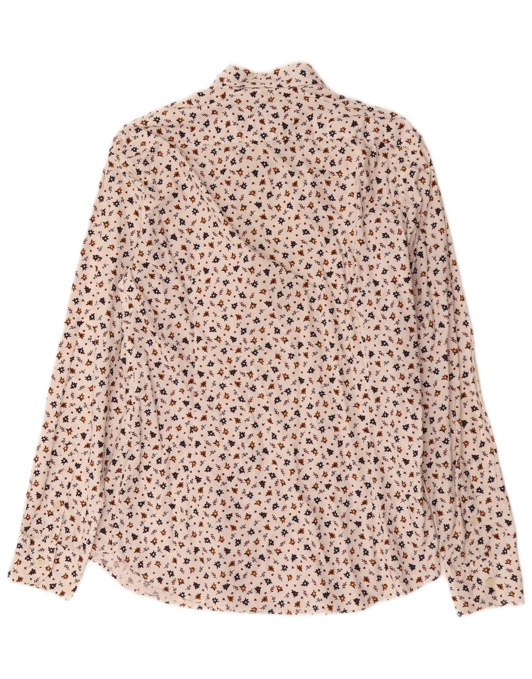 Massimo Dutti Mens Shirt Medium White Floral Cotton