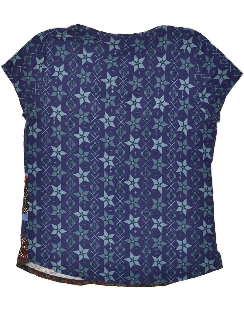 DESIGUAL Womens Blouse Top UK 18 XL Navy Blue Geometric Viscose | Vintage Desigual | Thrift | Second-Hand Desigual | Used Clothing | Messina Hembry 