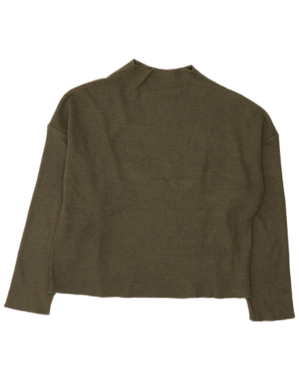Zara Womens Oversized Turtle Neck Jumper Sweater UK 10 Small Khaki
