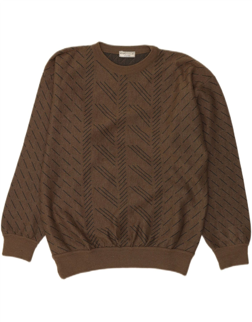 CONFEZIONI DI LUSSO Mens Crew Neck Jumper Sweater Medium Brown Striped Vintage Confezioni Di Lusso and Second-Hand Confezioni Di Lusso from Messina Hembry 