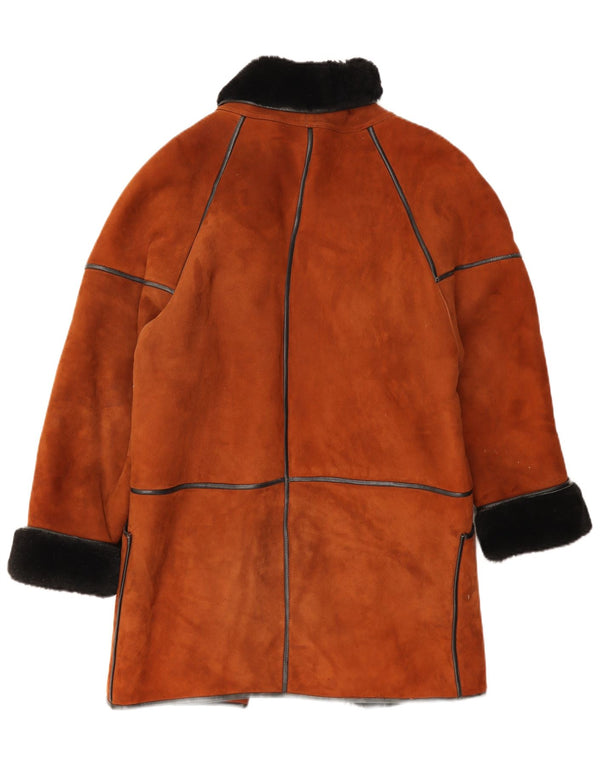 Vintage Womens Oversized Shearling Coat EU 38 Medium Brown