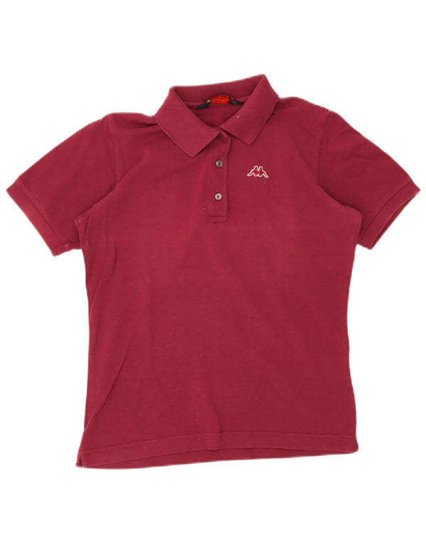 KAPPA Womens Polo Shirt UK 12 Medium Burgundy Cotton