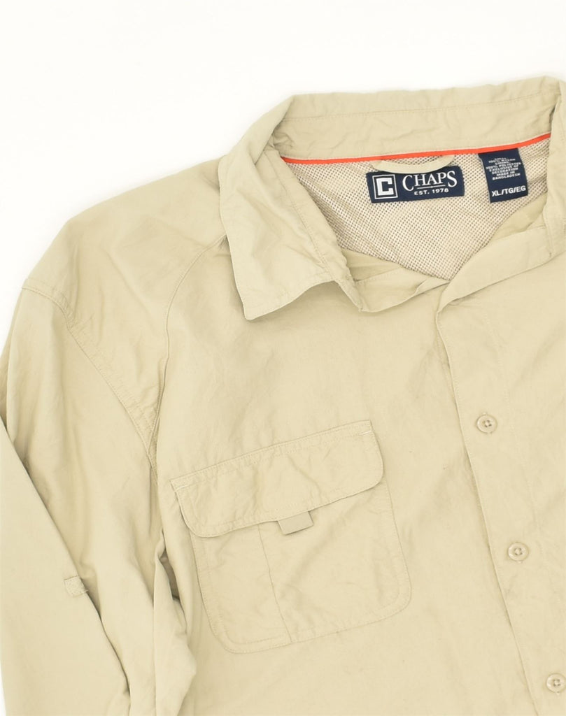 CHAPS Mens Shirt XL Beige Nylon | Vintage Chaps | Thrift | Second-Hand Chaps | Used Clothing | Messina Hembry 