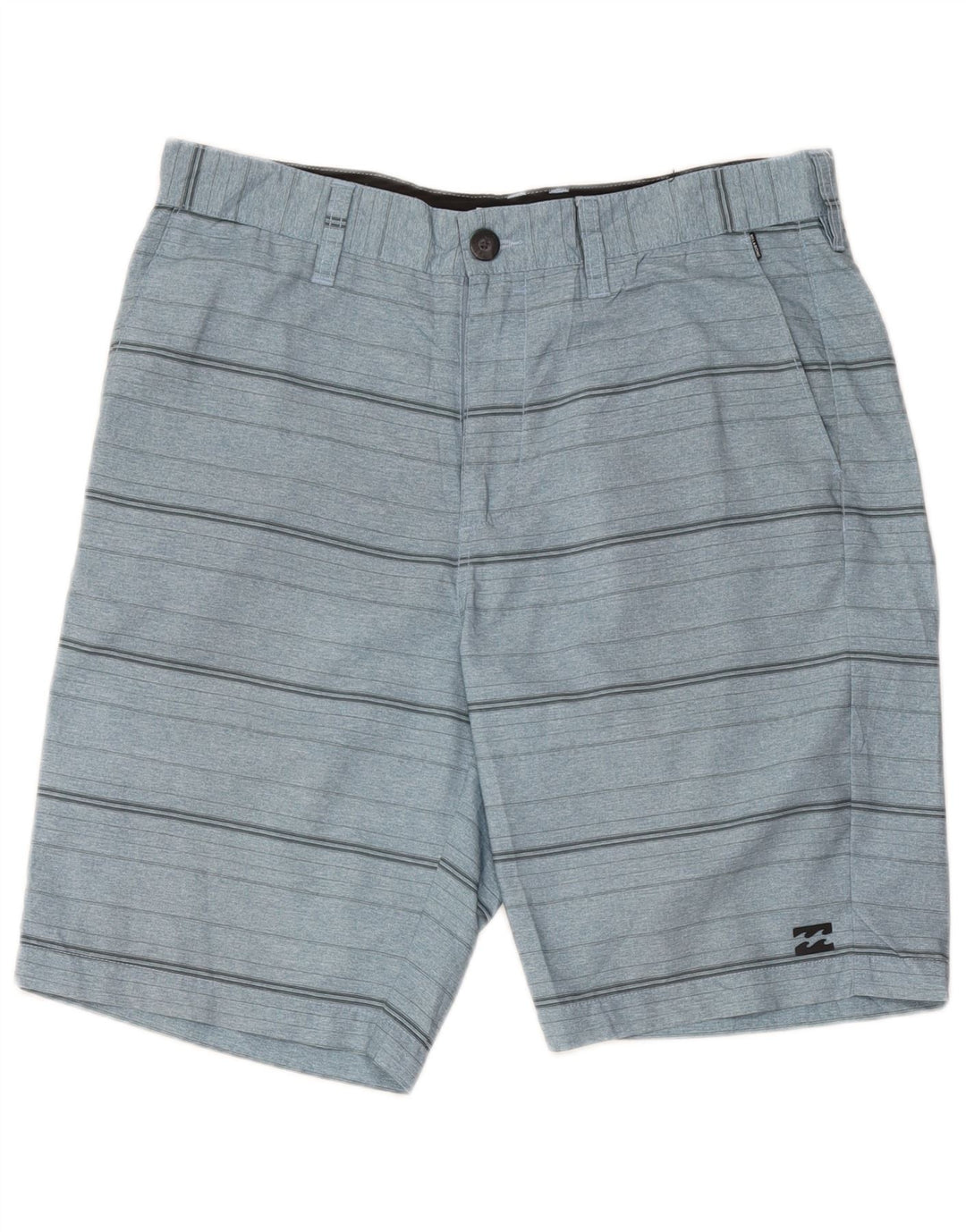 Billabong Mens Chino Shorts W33 Medium Blue Striped Polyester