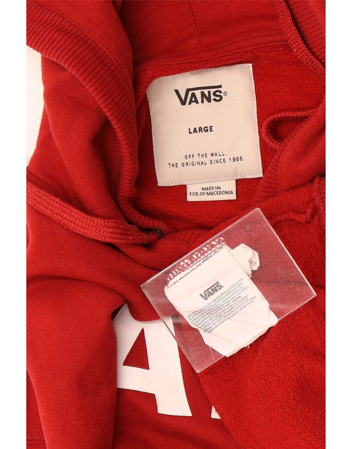 Vans Mens Graphic Hoodie Jumper Large Red Cotton