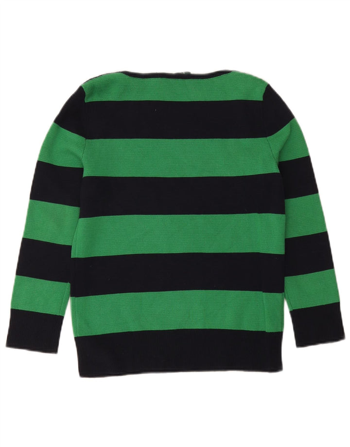 RALPH LAUREN Womens Boat Neck Jumper Sweater UK 6 XS Green Striped Cotton