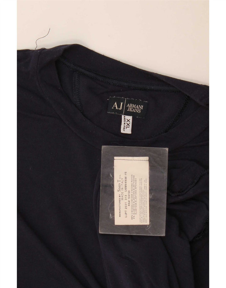 Armani Jeans Mens T-Shirt Top 2XL Navy Blue Viscose
