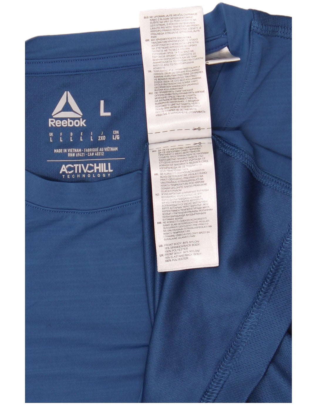 Reebok Mens T-Shirt Top Large Blue Polyester