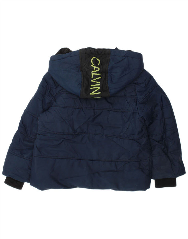 CALVIN KLEIN Boys Graphic Hooded Padded Jacket 3-4 Years Navy Blue