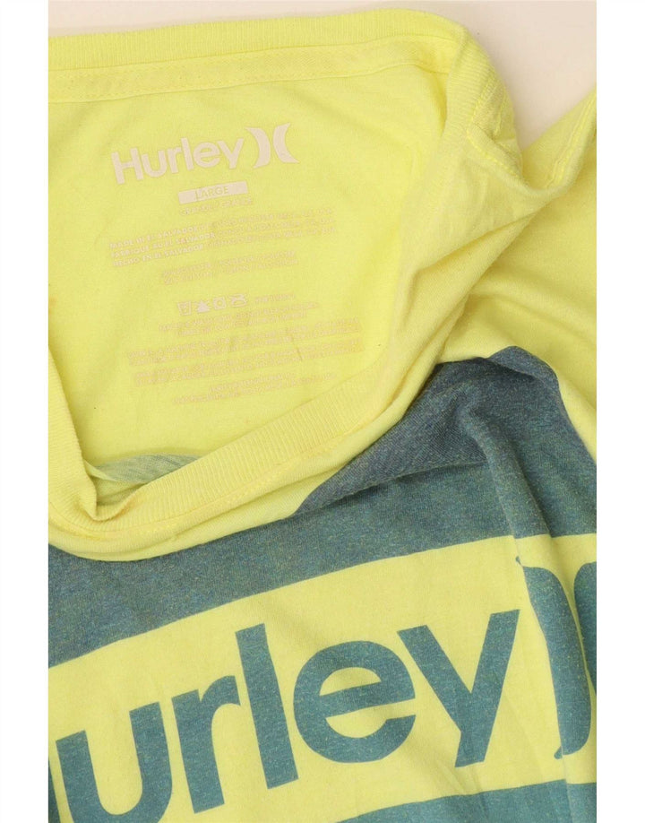 Hurley Mens Graphic T-Shirt Top Large Yellow Polyester