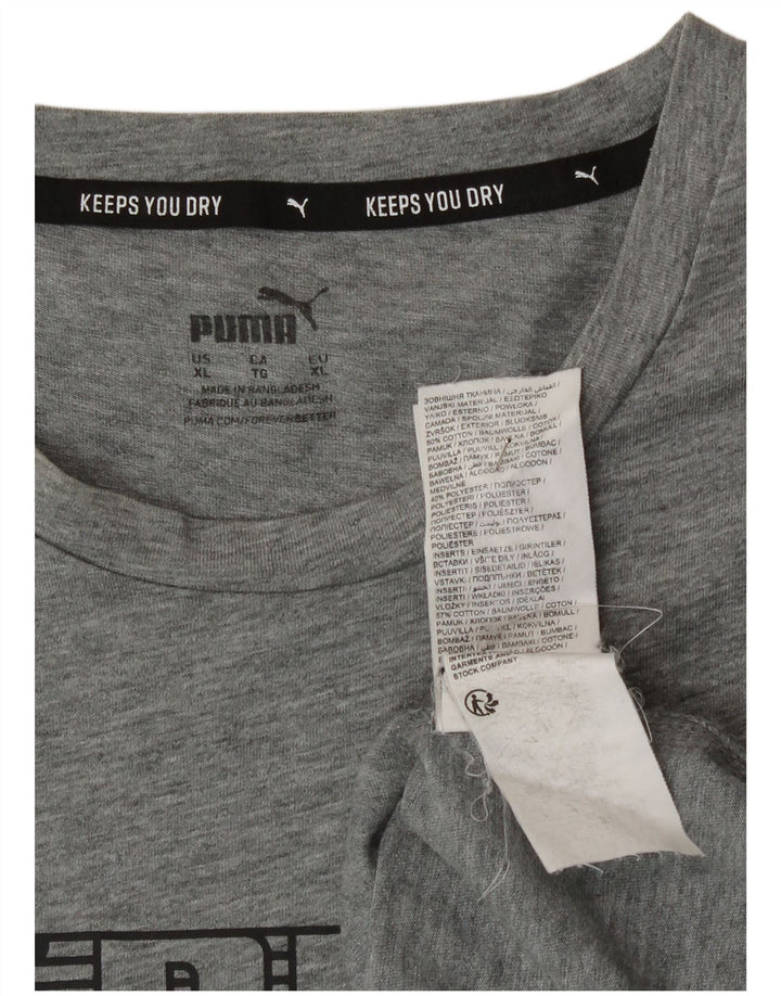 Puma Mens Graphic T-Shirt Top XL Grey Cotton