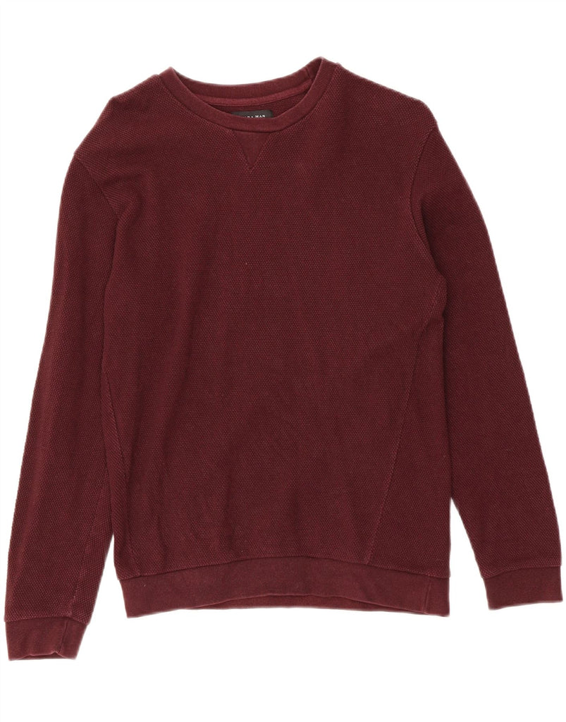 ZARA Mens Sweatshirt Jumper Large Burgundy Vintage Zara and Second-Hand Zara from Messina Hembry 