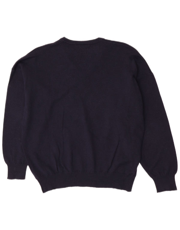 Lacoste Mens V-Neck Jumper Sweater Size 7 2XL Navy Blue New Wool