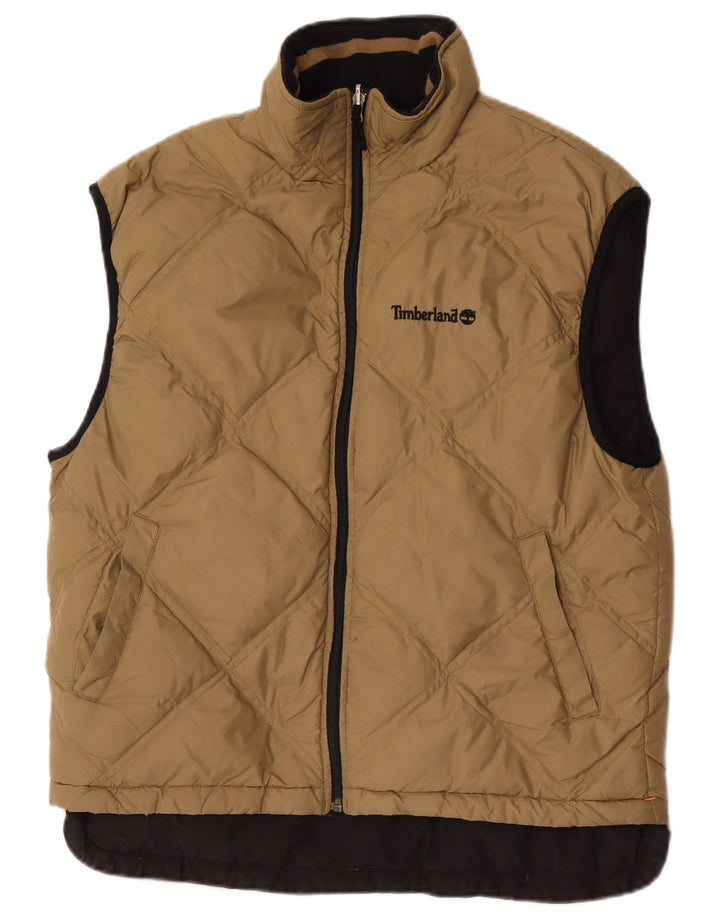 Timberland Mens Reversible Padded Gilet UK 36 Small Brown Nylon